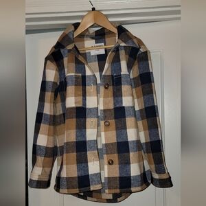 Old Navy Girls oversized soft brushed plaid Shacket size Large 10/12